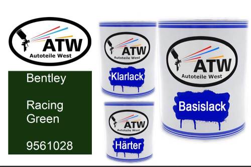 Bentley, Racing Green, 9561028: 1L Lackdose + 1L Klarlack + 500ml Härter - Set, von ATW Autoteile West.